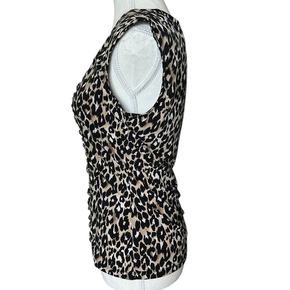 Style & Co. Animal Print Cap Sleeve Ruched Top S - Picture 2 of 8